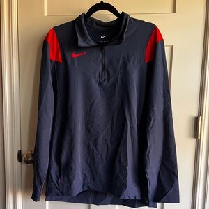 Nike Football Jacket 1/4 Zip Pullover Short Sleeve blue/red Men's Medium
